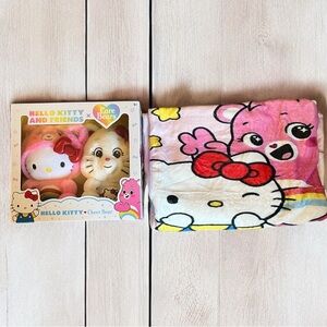 Hello Kitty & Friends X Care Bears Hello Kitty & Cheer Bear Plush Set & Blanket